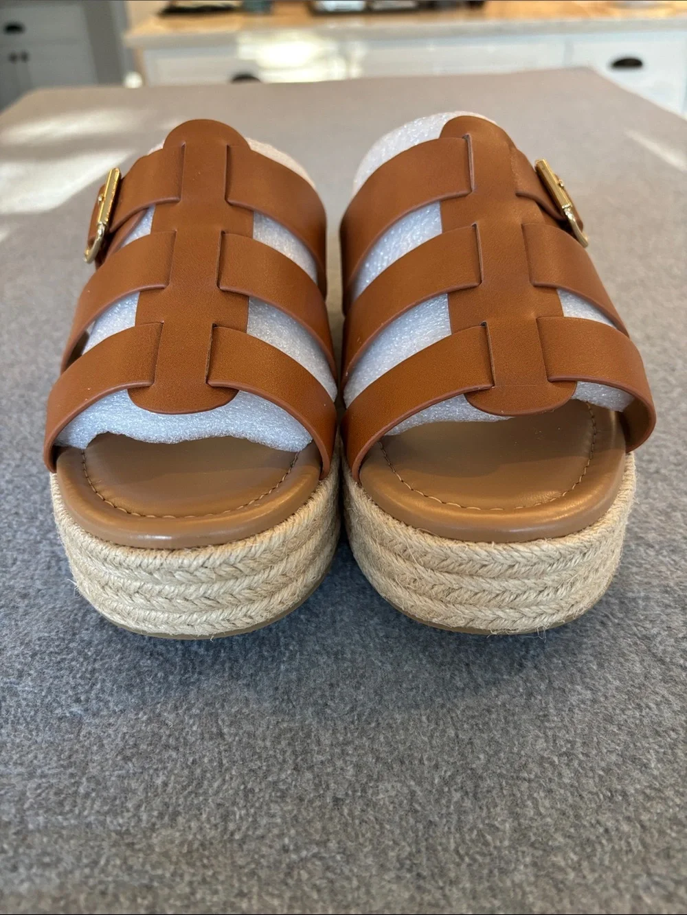 Women’s Platform Espadrille Slide Sandals Chestnut 8 1/2
